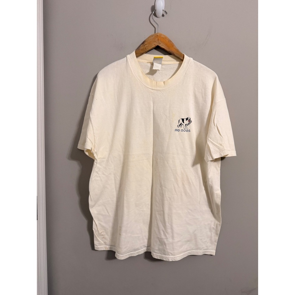 Big Dogs Graphic T-Shirt Mens XL Cream Big Dog Dad Remote Control Vintage 90s